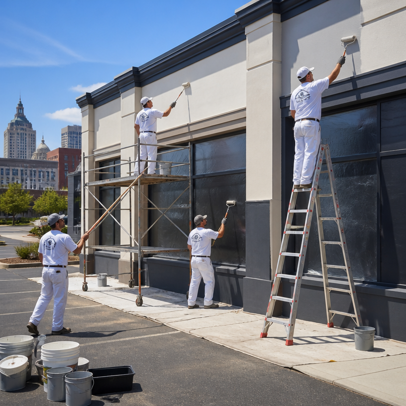 Justiniano Painting & Renovation team performing commercial and industrial construction & remodeling in Providence, Rhode Island