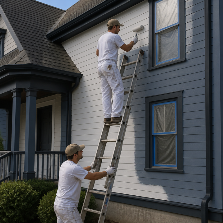 Justiniano Painting & Renovation team performing roofing in Providence, Rhode Island