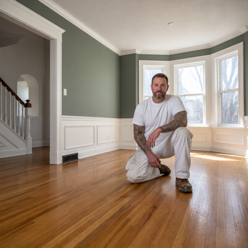 Freshly renovated Providence home interior with beautifully painted walls and crisp trim