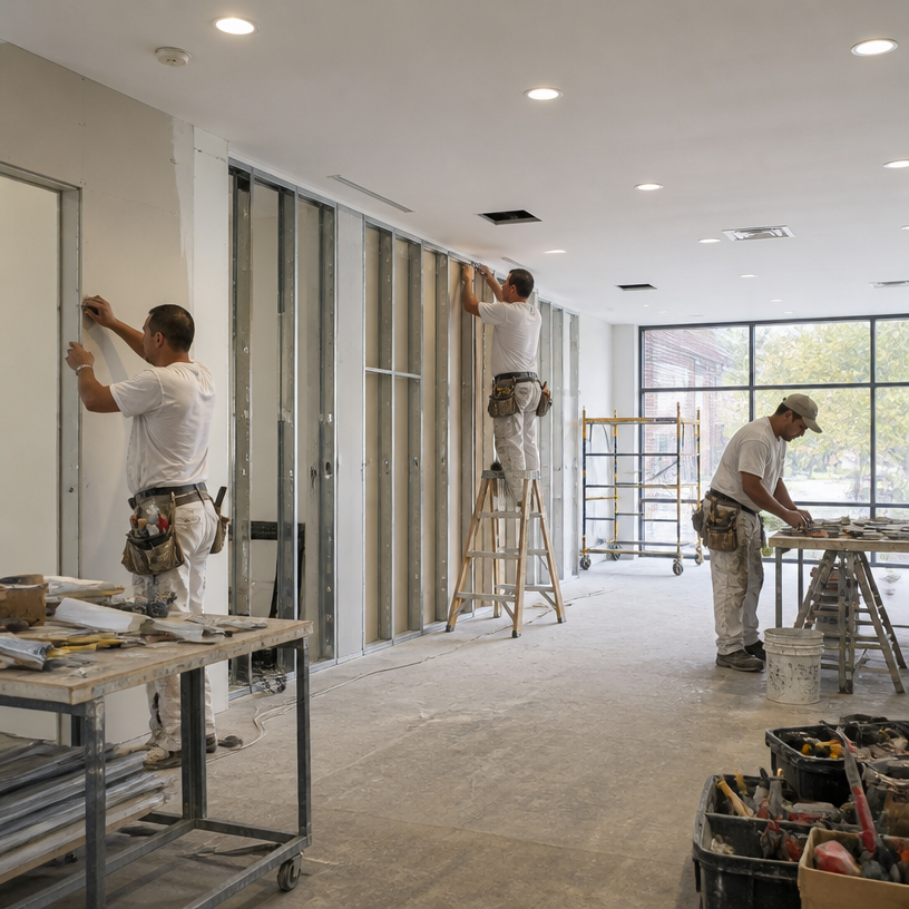 Justiniano Painting & Renovation team performing commercial and industrial construction & remodeling in Providence, Rhode Island