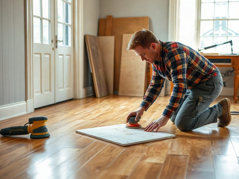 Justiniano Painting & Renovation team performing hardwood floor refinishing in Providence, Rhode Island