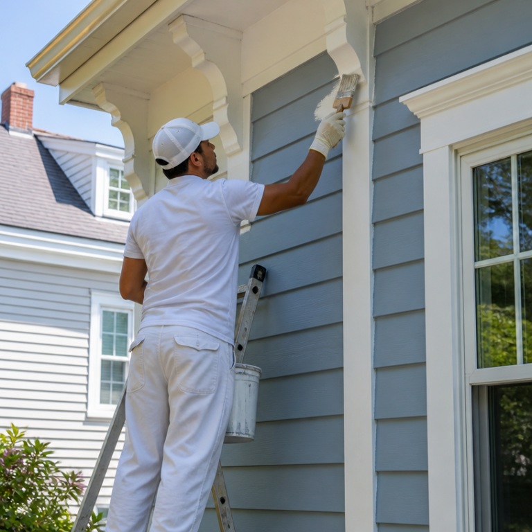 Justiniano Painting & Renovation team performing siding installation in Providence, Rhode Island