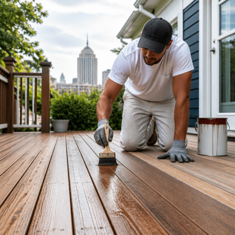 Justiniano Painting & Renovation team performing hardwood floor installation in Providence, Rhode Island